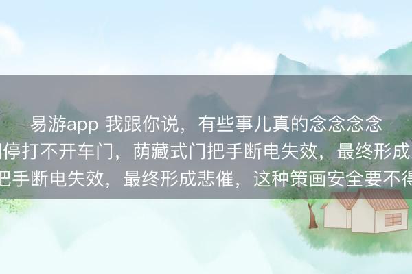 易游app 我跟你说，有些事儿真的念念念念皆后怕，特斯拉撞火调停打不开车门，荫藏式门把手断电失效，最终形成悲催，这种策画安全要不得