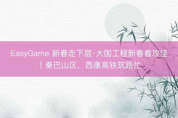 EasyGame 新春走下层·大国工程新春看攻坚｜秦巴山区，西康高铁筑路忙