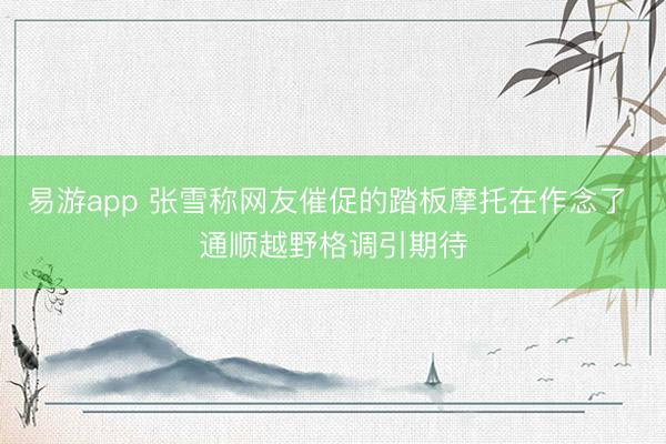 易游app 张雪称网友催促的踏板摩托在作念了 通顺越野格调引期待
