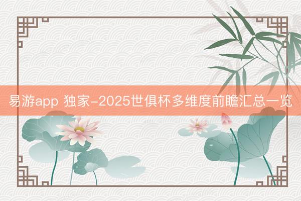 易游app 独家-2025世俱杯多维度前瞻汇总一览
