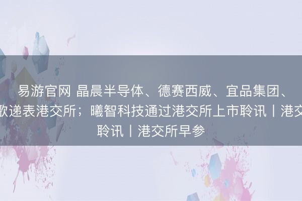 易游官网 晶晨半导体、德赛西威、宜品集团、中科闻歌递表港交所;曦智科技通过港交所上市聆讯丨港交所早参