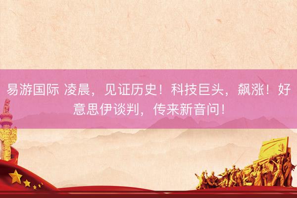 易游国际 凌晨，见证历史！科技巨头，飙涨！好意思伊谈判，传来新音问！